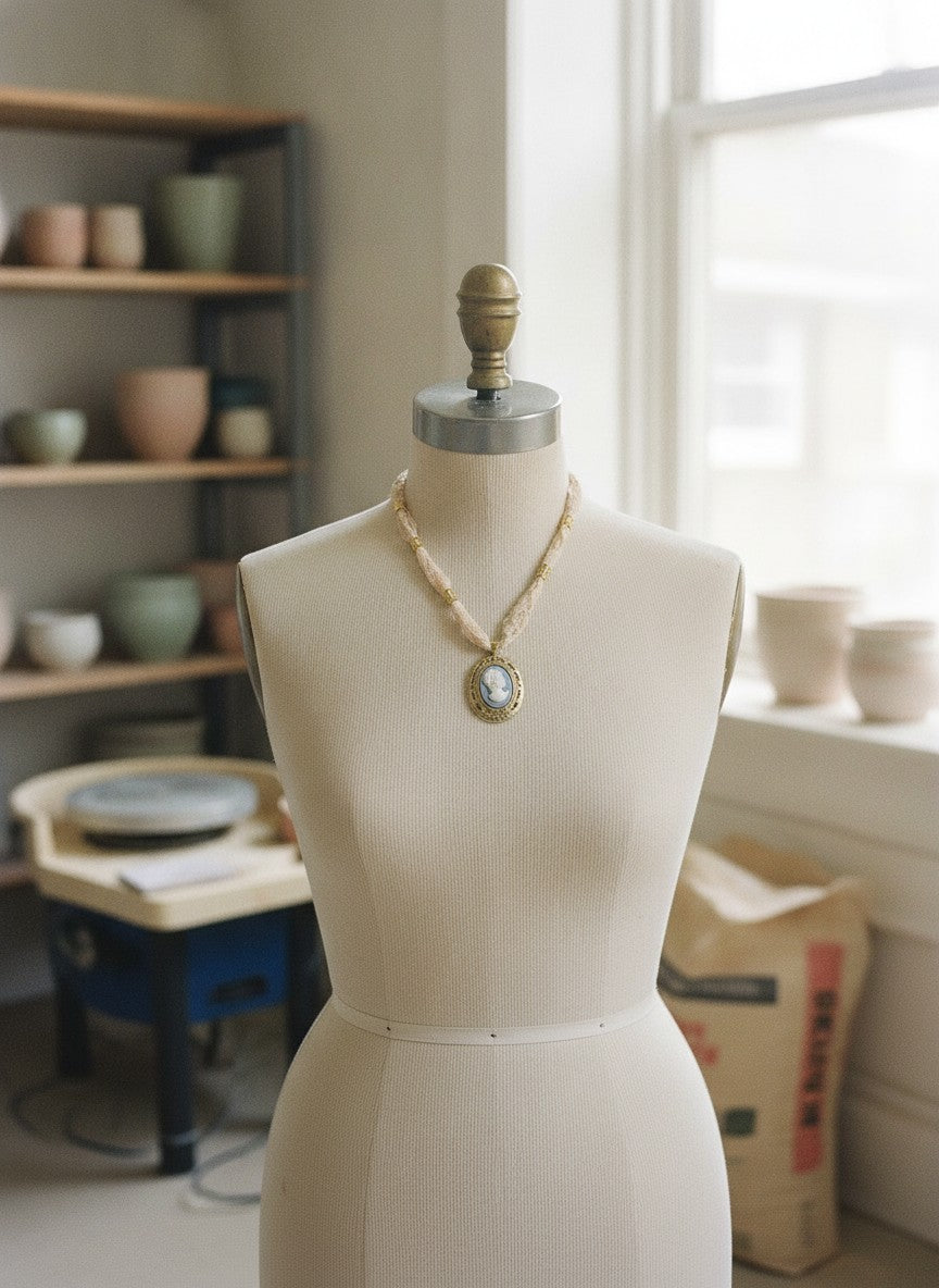 [AI-GEN] OOAK Vintage Lace & Coin Necklace