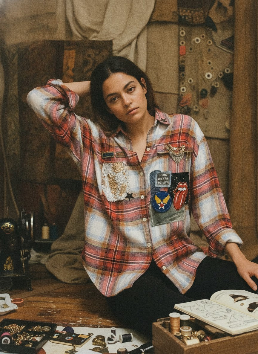 [AI-GEN] OOAK Rolling Stones Vintage Flannel
