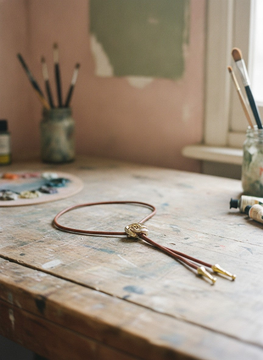 [AI-GEN] OOAK Brass Rose Bolo