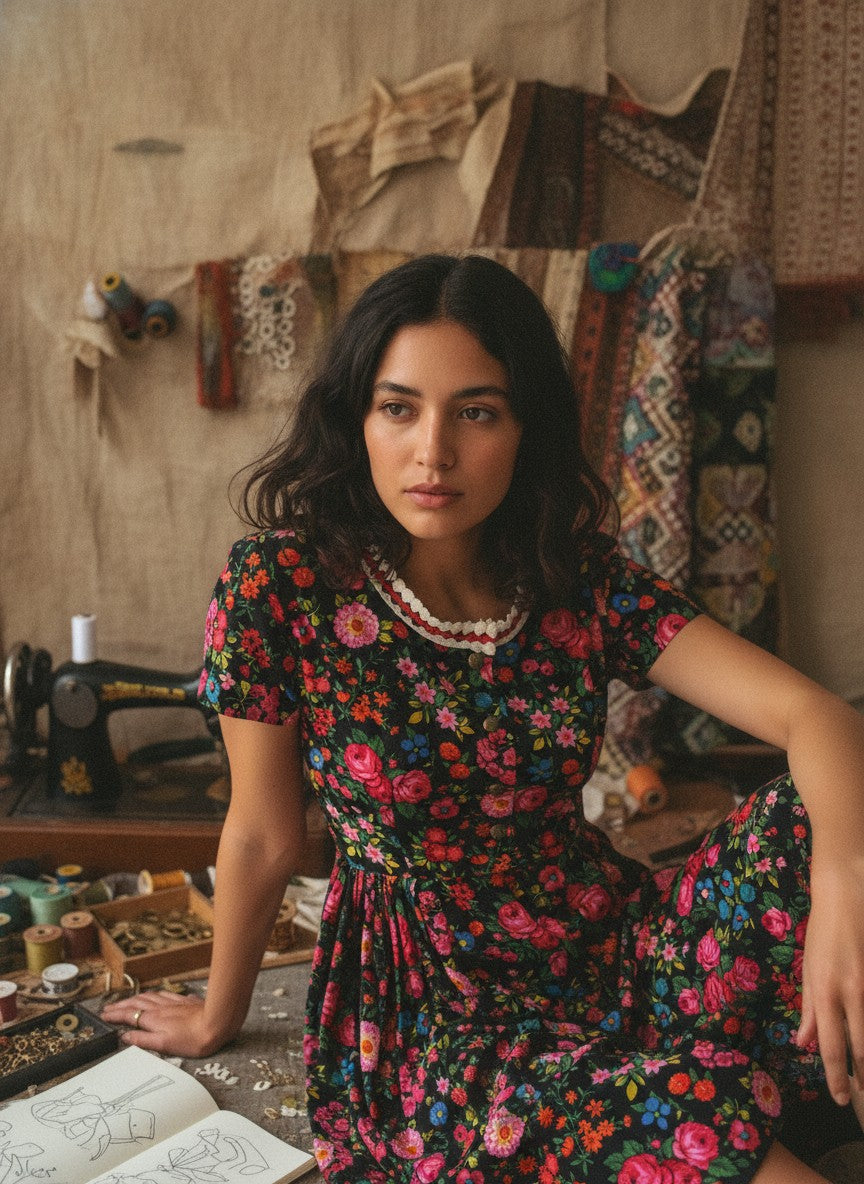 [AI-GEN] OOAK Vintage Floral Paris Dress