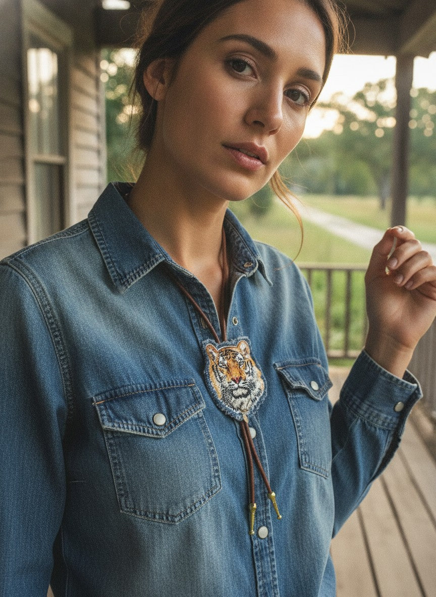 [AI-GEN] Handmade Large Tiger Patch Bolo
