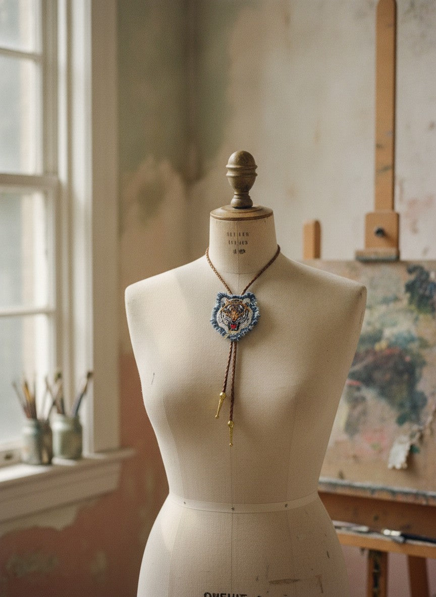 [AI-GEN] Handmade Small Tiger Patch Bolo