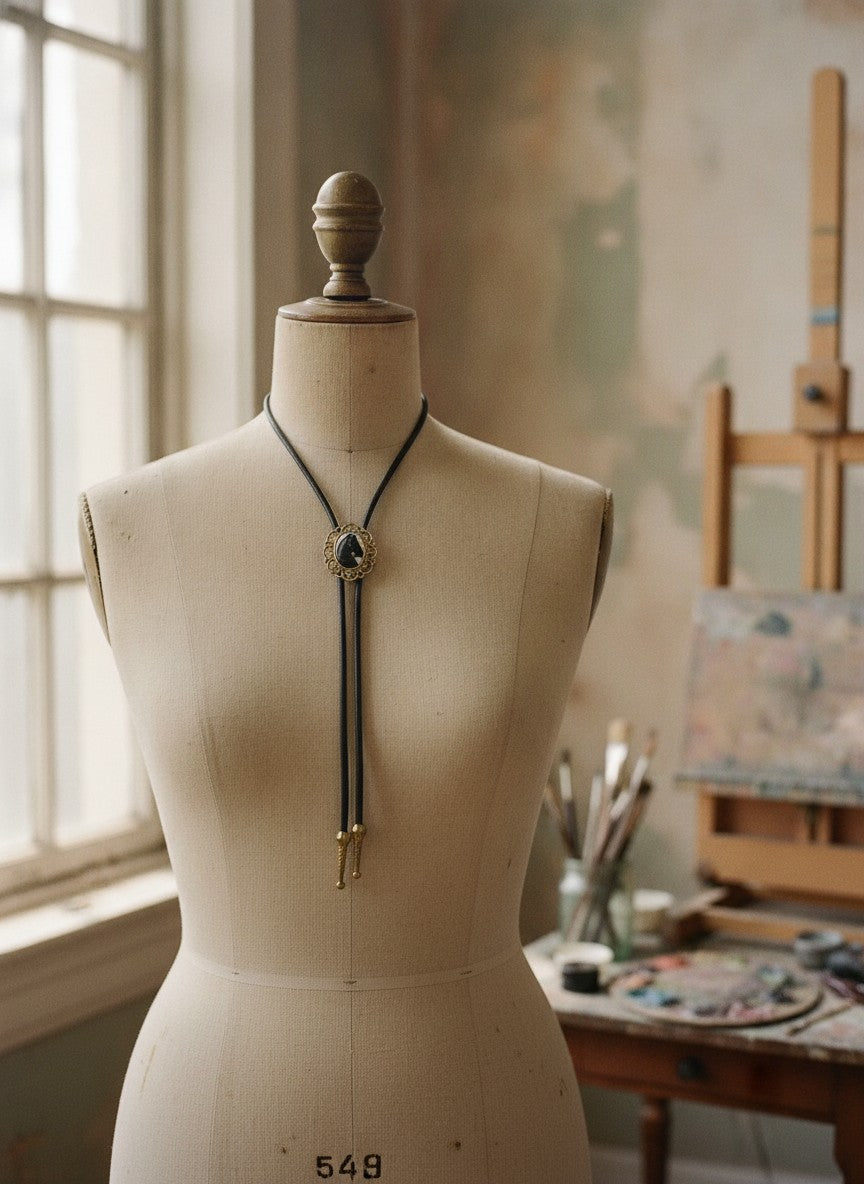 [AI-GEN] Handmade Horse Cameo Bolo