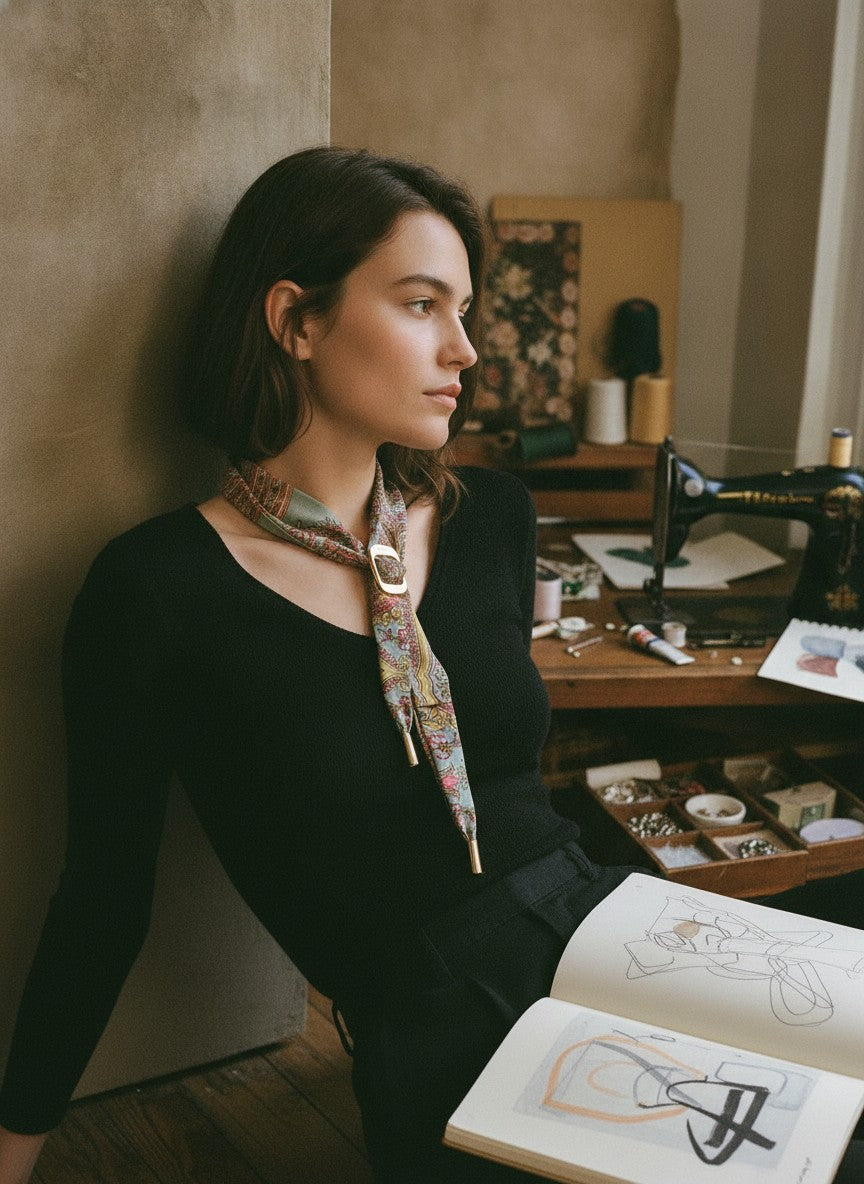 [AI-GEN] OOAK Vintage Ferragarmo Buckle Scarf Necklace