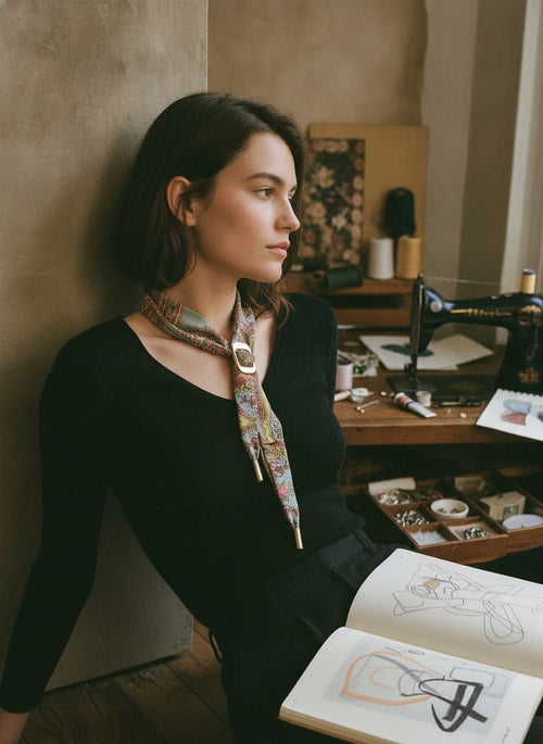 [AI-GEN] OOAK Vintage Ferragarmo Buckle Scarf Necklace