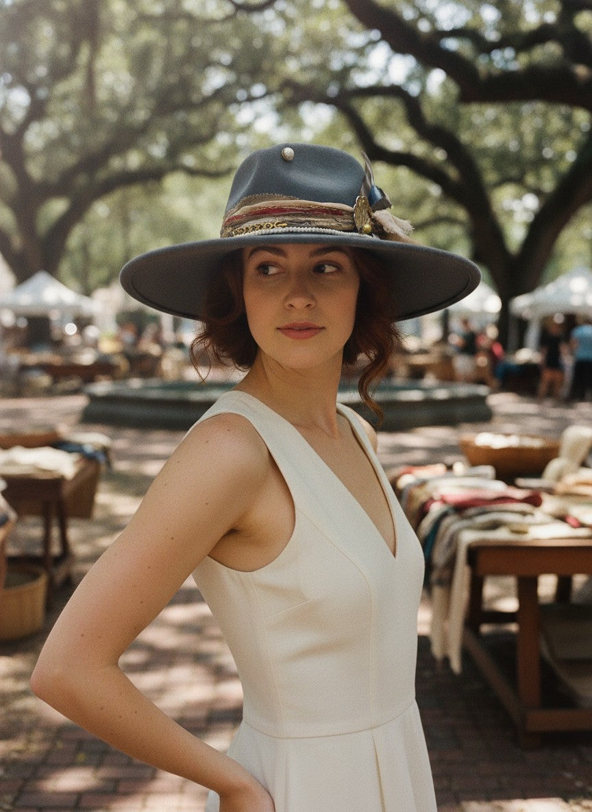[AI-GEN] OOAK Packable Wool Hat with Vintage Watch/Ribbon