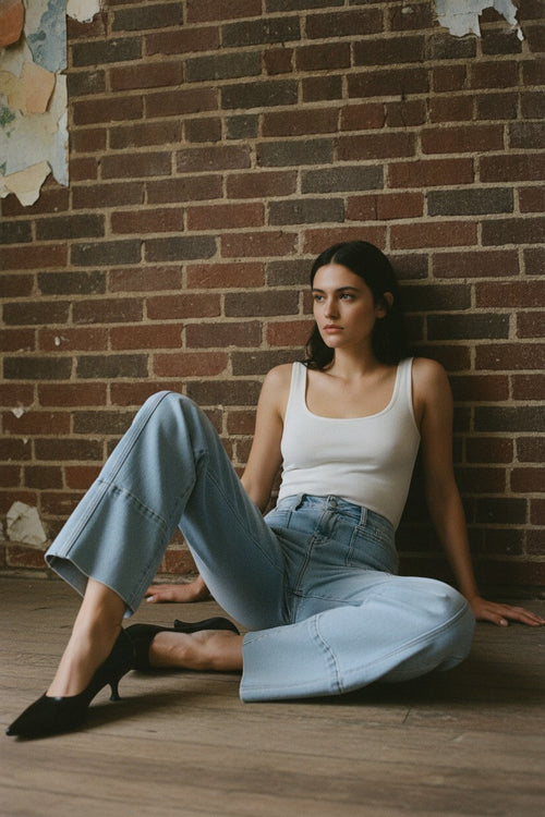 [AI-GEN] Bayeas Seoul Mid Rise Wide Leg Jean