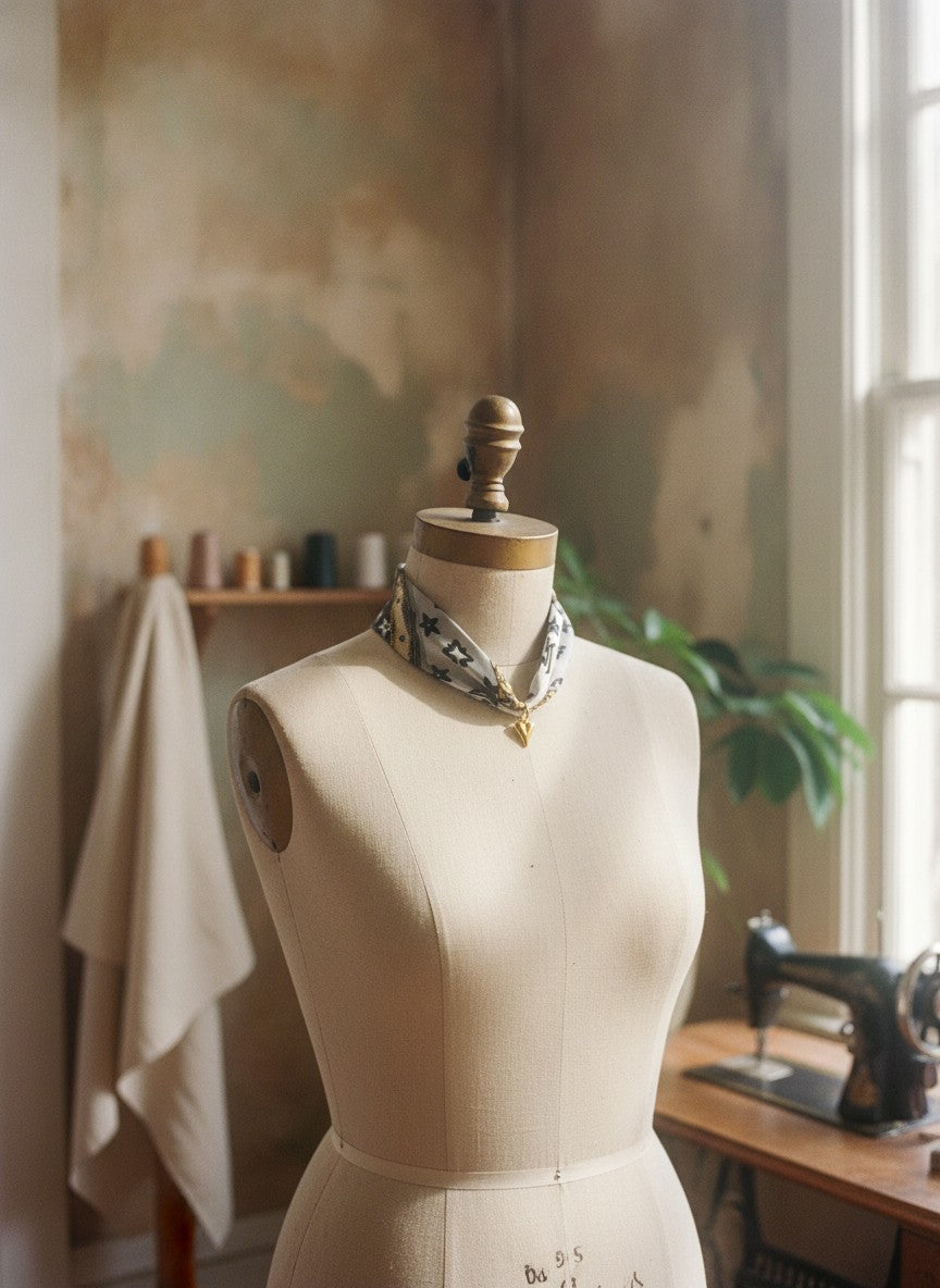 [AI-GEN] OOAK Simple Tie Necklace with Puff Heart Charm
