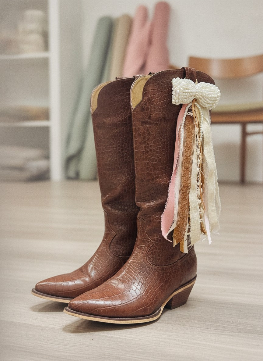 [AI-GEN] OOAK Pearl Bow Purse/Boot Charm