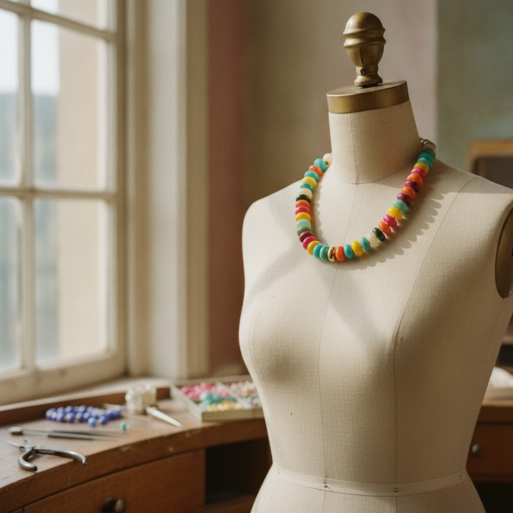 [AI-GEN] Resin Dopamine Bohemian-Style Beaded Necklace