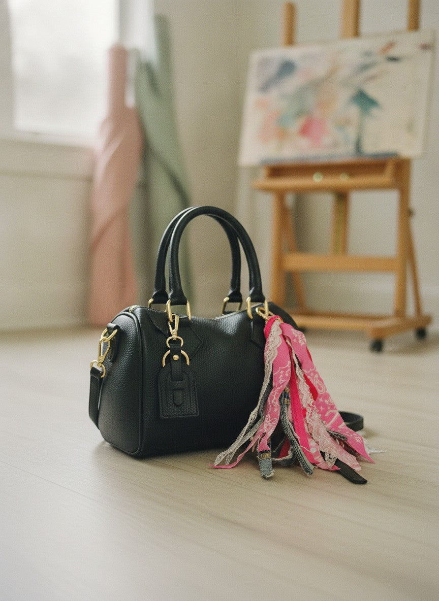 [AI-GEN] Handmade Denim Pink Bag/Boot Charm