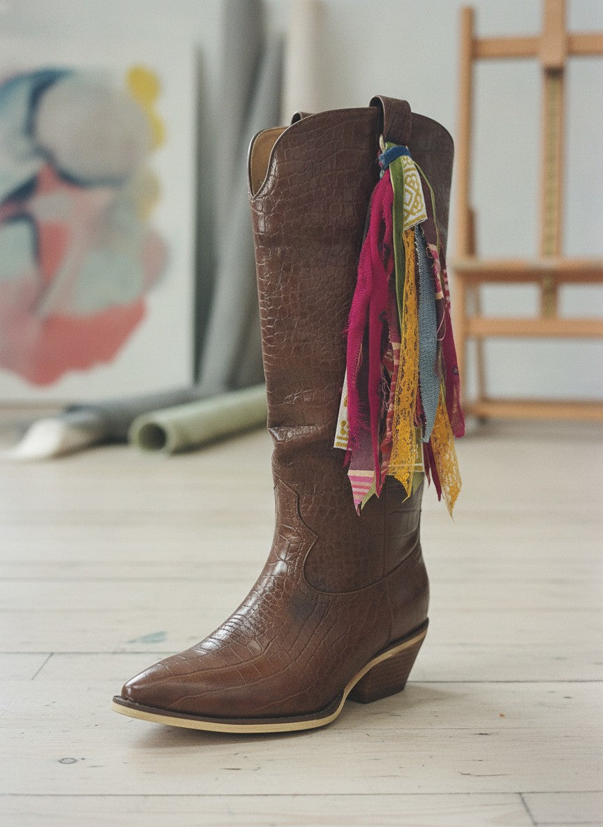 [AI-GEN] OOAK Vintage Ribbon Boot/Bag Charm