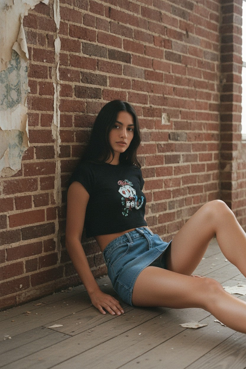 [AI-GEN] Lucky Find Denim Skort