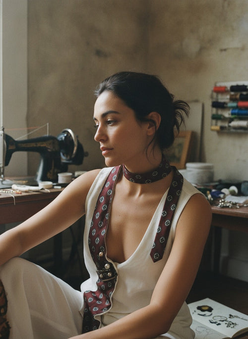 [AI-GEN] OOAK Tie Scarf Vest