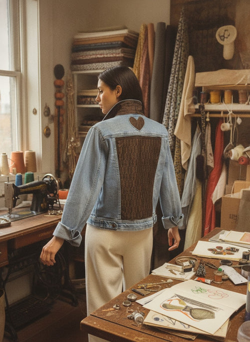 [AI-GEN] OOAK YSL Scarf Denim Jacket