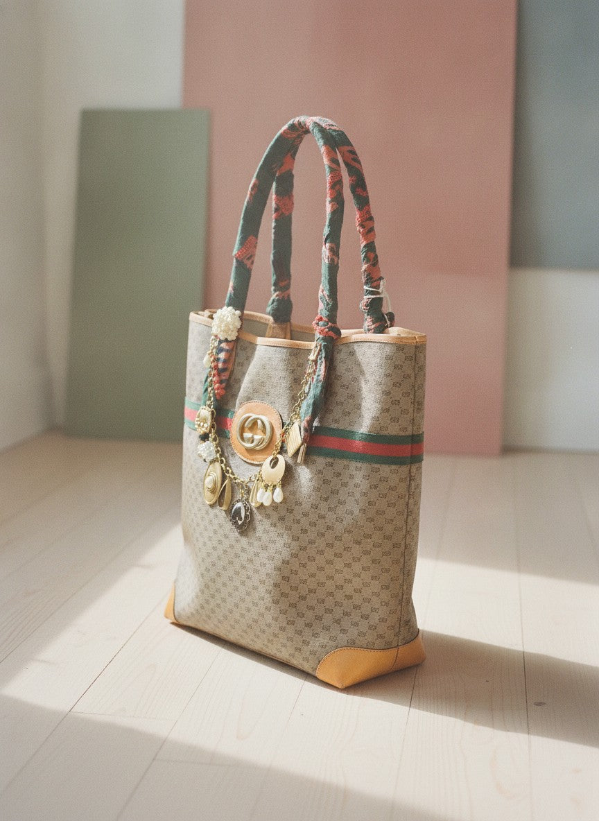 [AI-GEN] OOAK Vintage Horse Cameo Gucci Large Shopper Tote