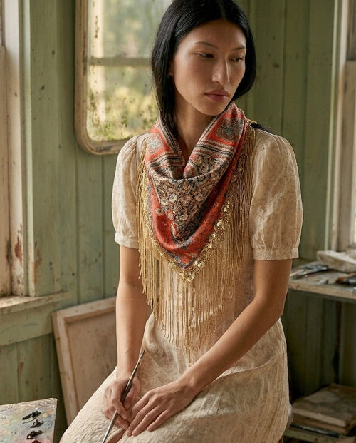 [AI-GEN] Handmade Paisley Fringe Scarf