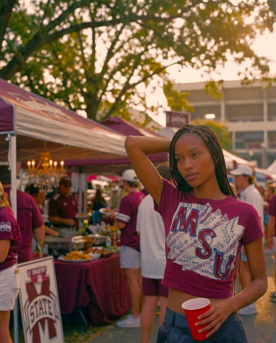[AI-GEN] OOAK Bandana/Lace MSU Tee
