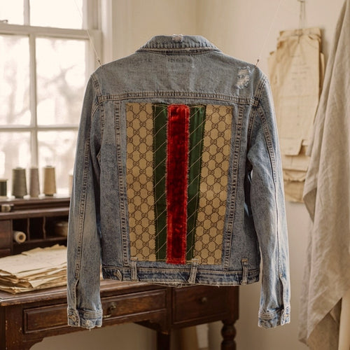 [AI-GEN] OOAK The Silk & Story Reworked Denim Jacket