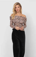 Sadie and Sage Reverie Leopard Stretchy Of the Shoulder Top
