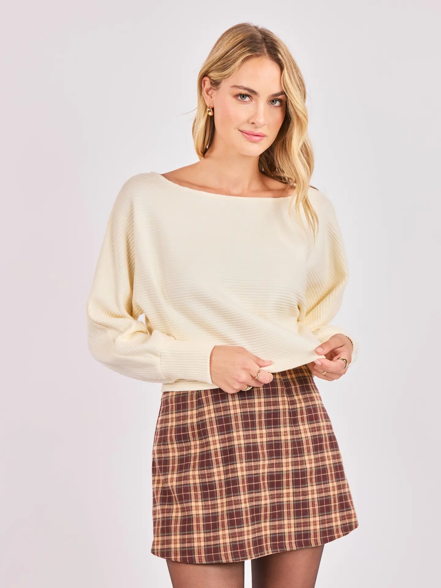 Sadie & Sage On A Stroll Boatneck L/Slv Knit Top