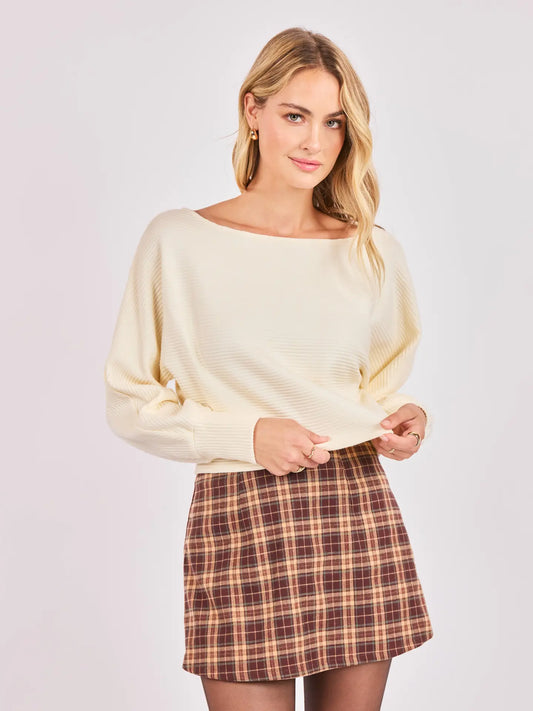 Sadie & Sage On A Stroll Boatneck L/Slv Knit Top