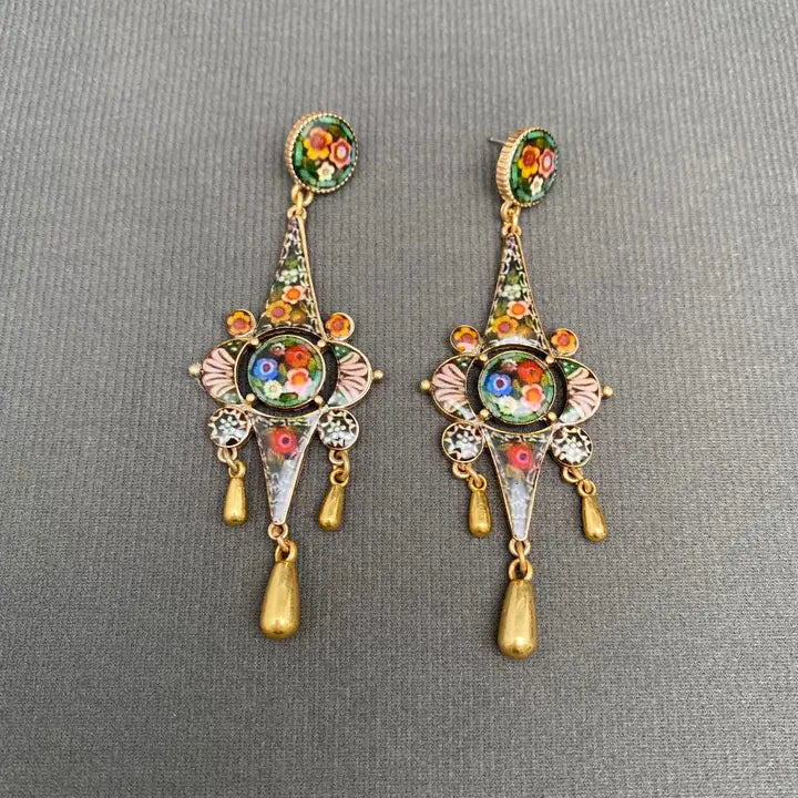 Vintage Flower Print Earrings