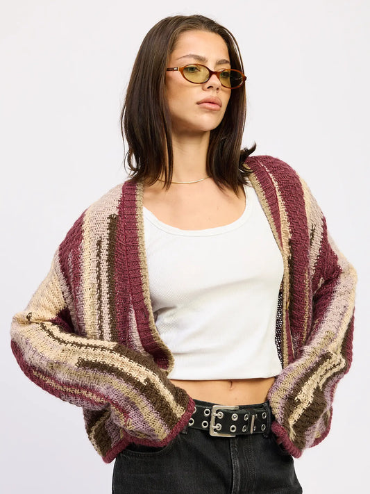 Color Mixed Cardigan Top