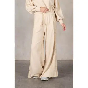 Eyelet Detail Wide Leg Sweatpants