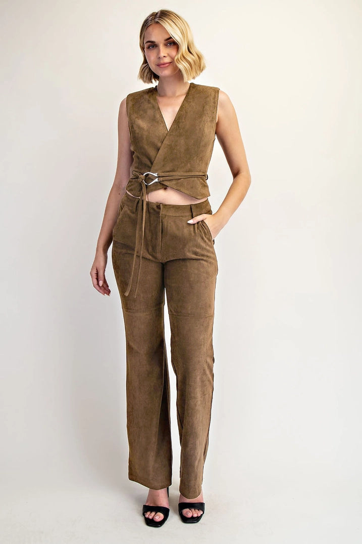Little Secret Suede Wrap Top