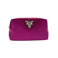 Fuchsia Velvet Makeup Bag w/ Detachable Queen Bee Pin