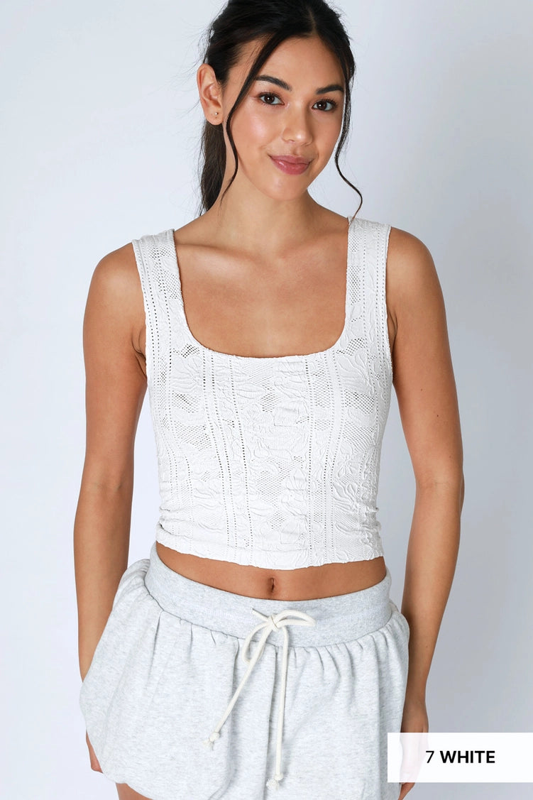 NikiBiki Double Lace Square Crop Top