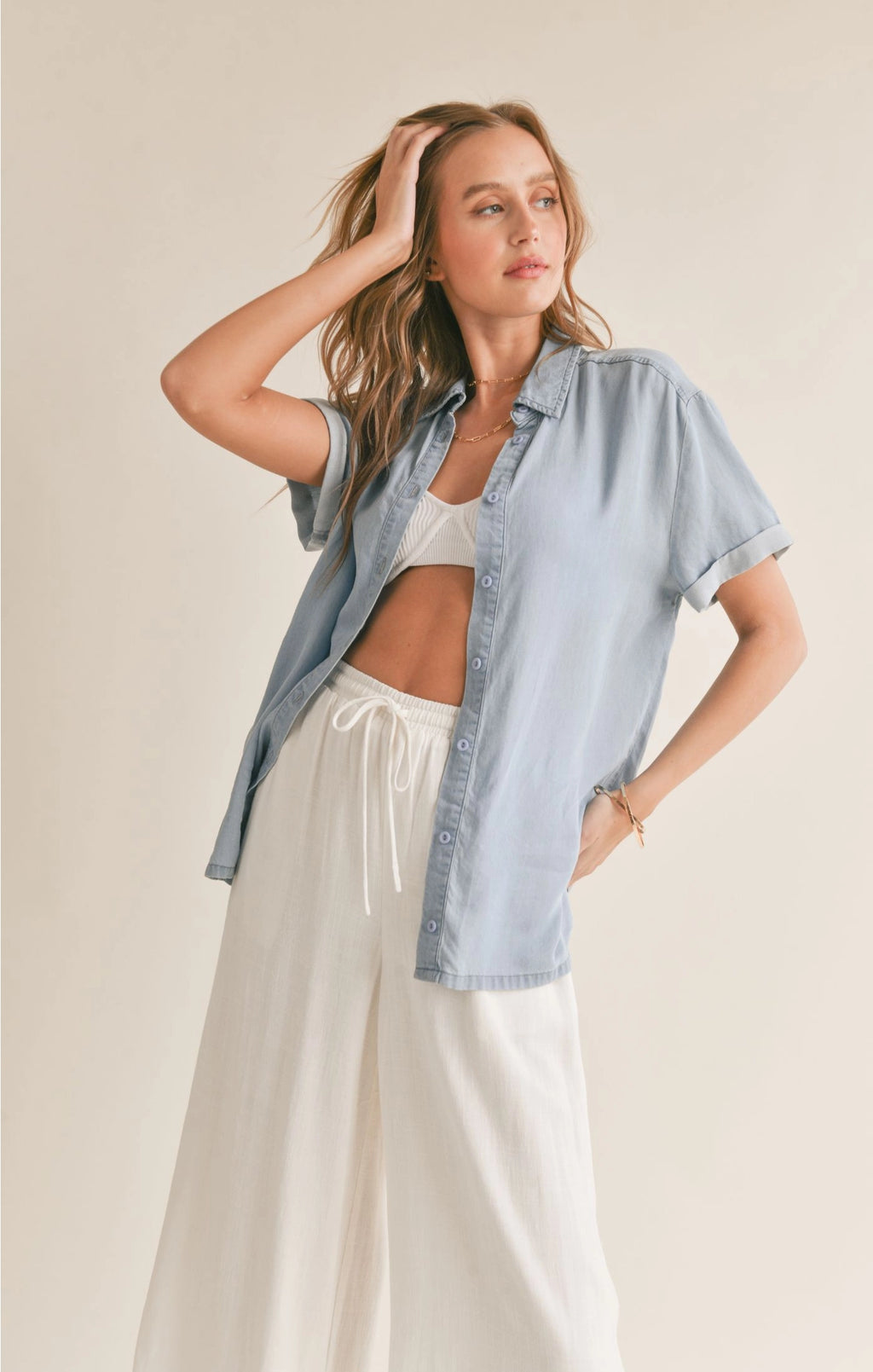 Sadie & Sage Soft Breeze Chambray Shirt
