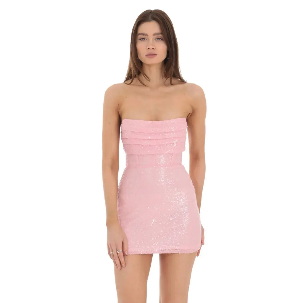 Lucy in the Sky Sequin Strapless Corset Dress – Libby Story