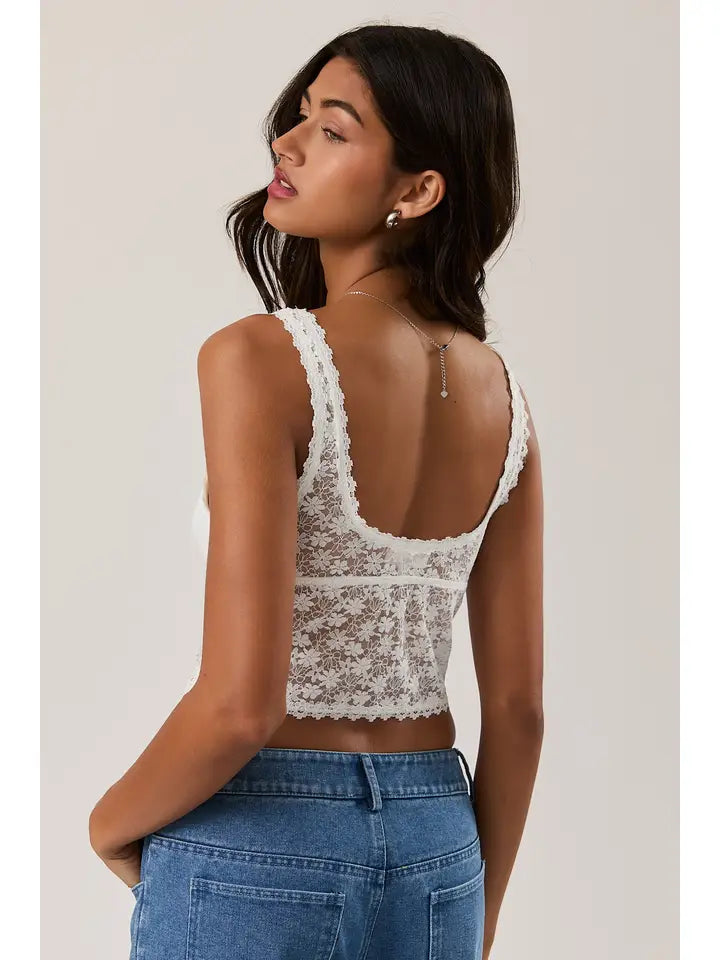 Lace Tank Top with Trim Detail