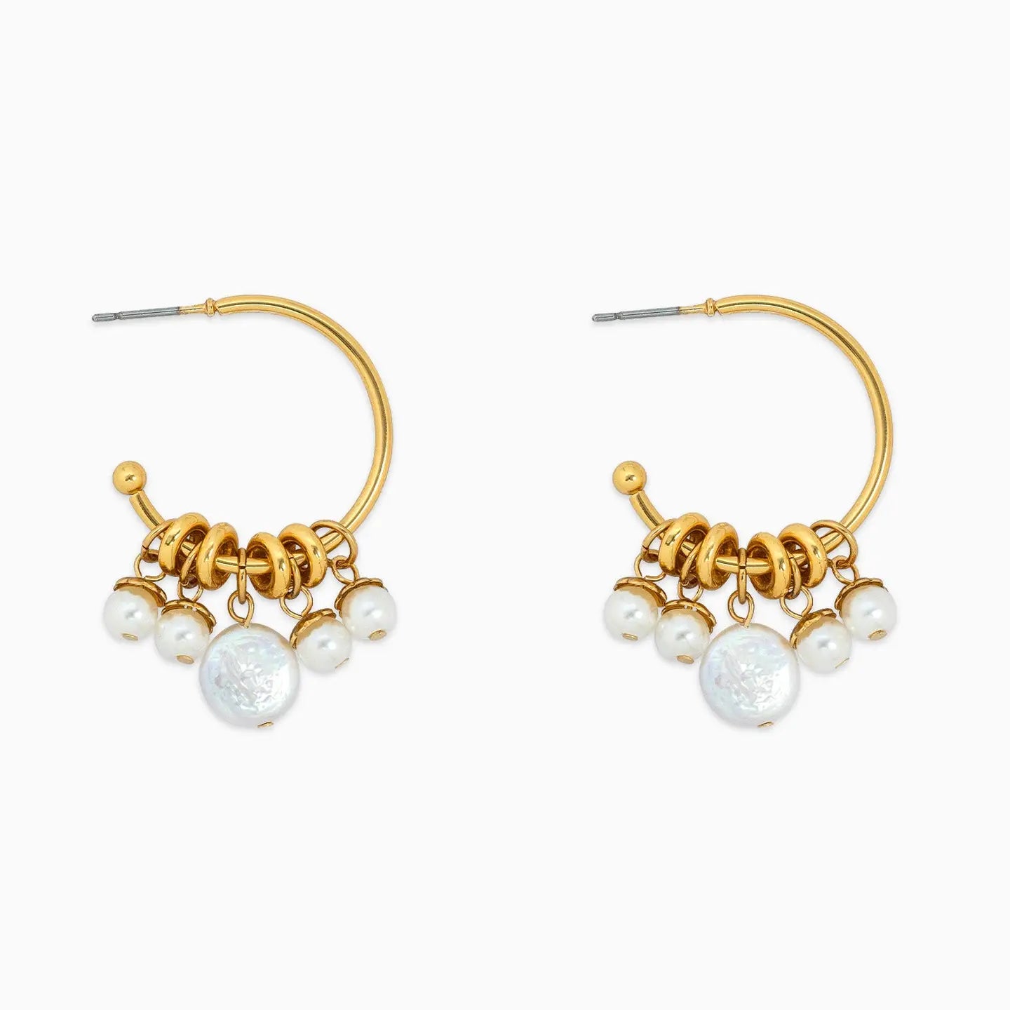 Freshwater Pearl Rondelle Hoop Earrings