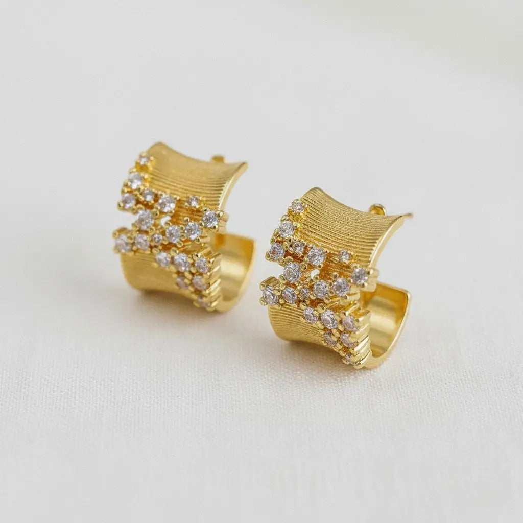 Irregular Cubic Zirconia C-Hoop Earrings