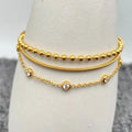 Inlaid Cz 3-layer 18K Gold-Plated Steel Chain Bracelet