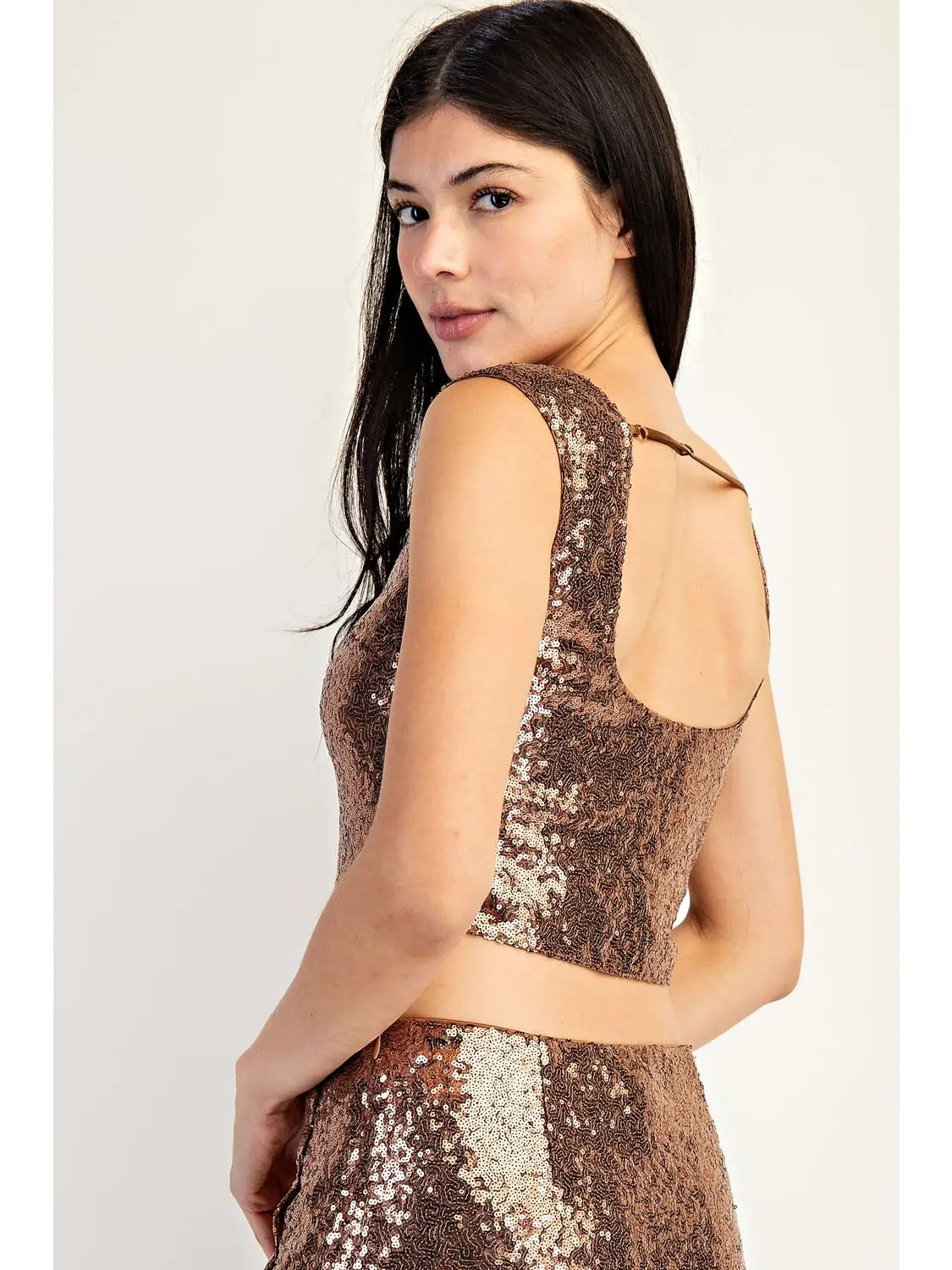 Sequin Boatneck Top with Lining