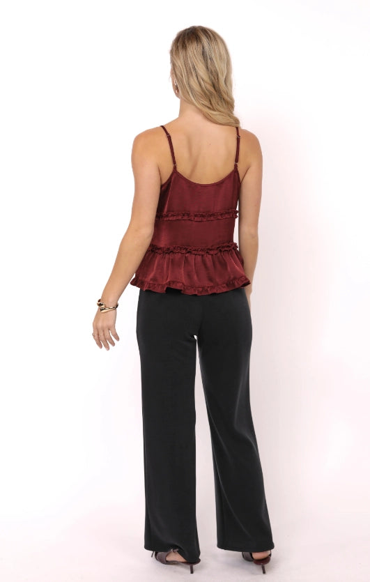 Sadie and Sage One Look Ruffle Trim V-Neck Top