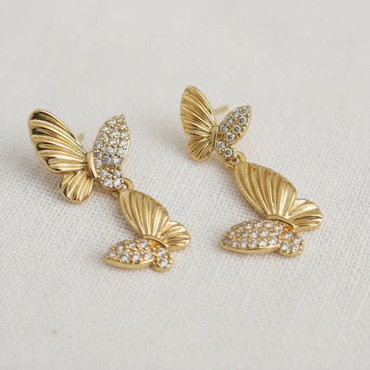 Charming Butterfly-Inspired Gemstone Drop Earrings