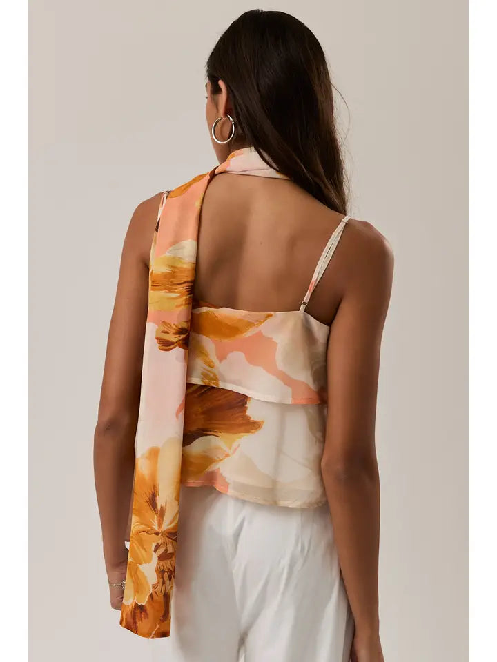 Scarf Detail Double Layered Top
