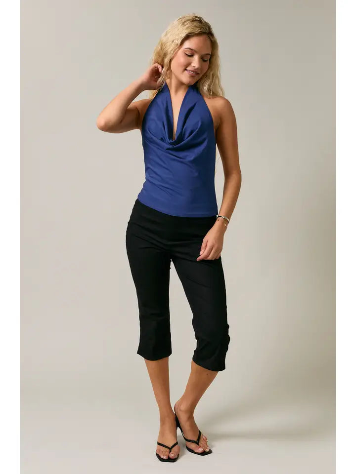 Cowl Neck Ruched Halter Top