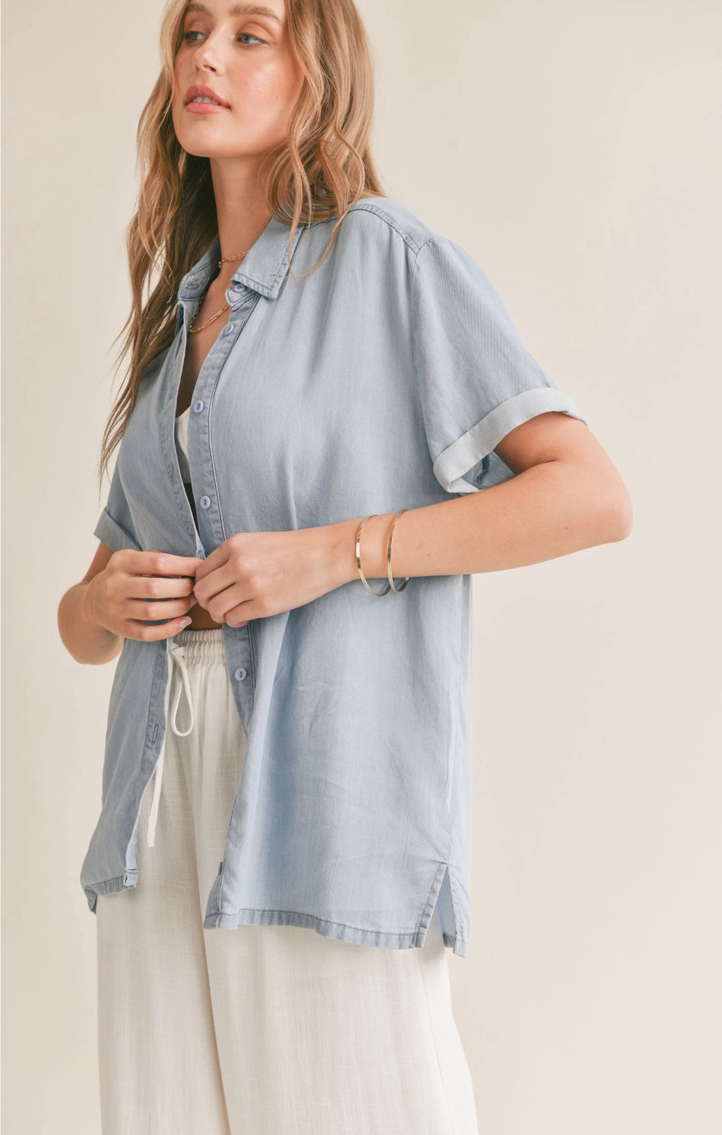 Sadie & Sage Soft Breeze Chambray Shirt