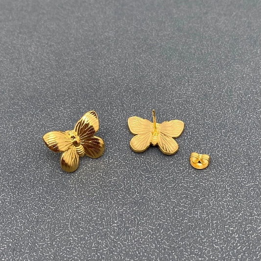 18K Gold Plated Stainless Steel Butterfly Ear Studs