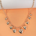 Station Puffy Heart Charms Ball Chain Necklace