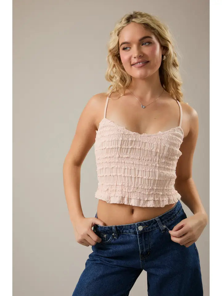 Ruffled Fabric Cami Top