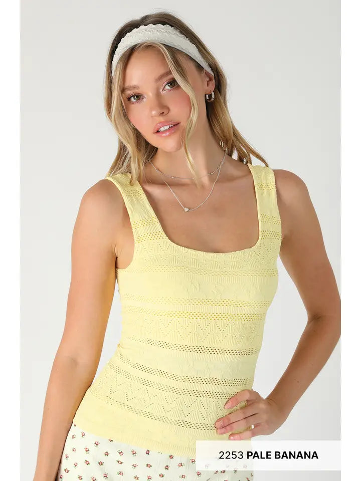 NikiBiki Lace Textured Square Tank Top