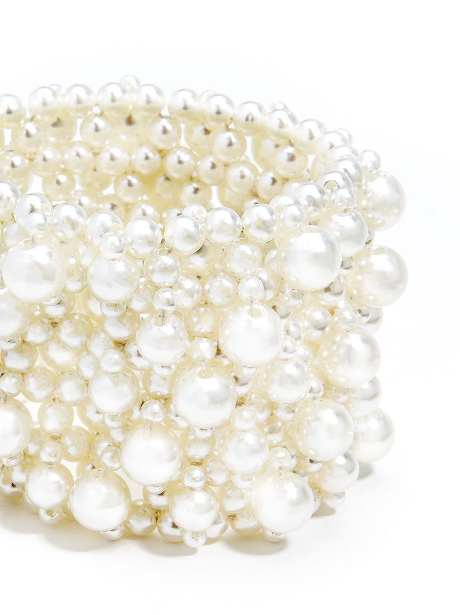 Zenzii Pearl Cluster Statement Cuff Bracelet