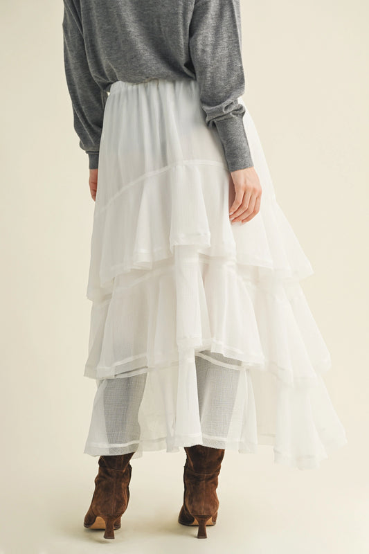 Pull On Ruffle Tiered Skirt